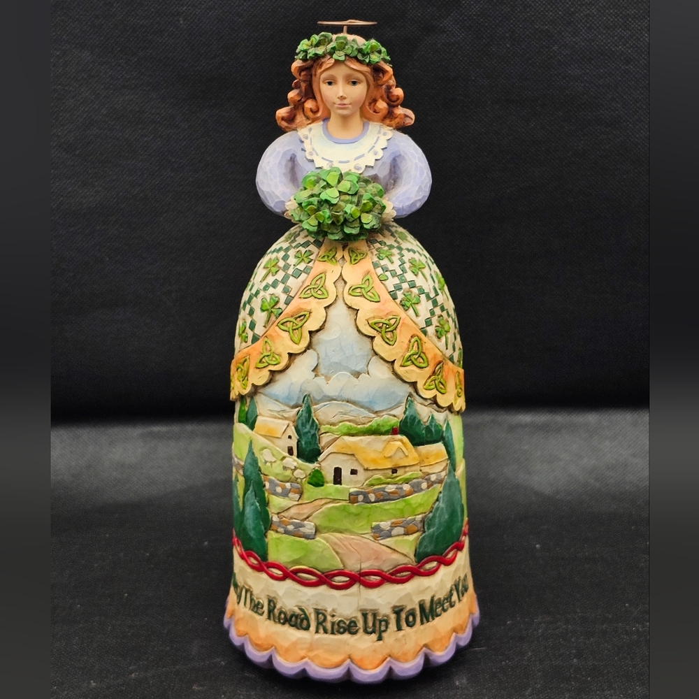 Jim Shore "May The Road Rise Up To Meet You" Irish Angel Music Box Figurine FLAW